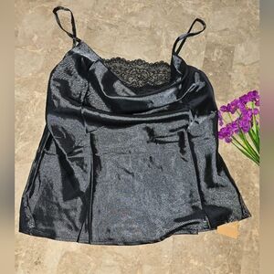 SHEIN Black Satin Lace Cami Top